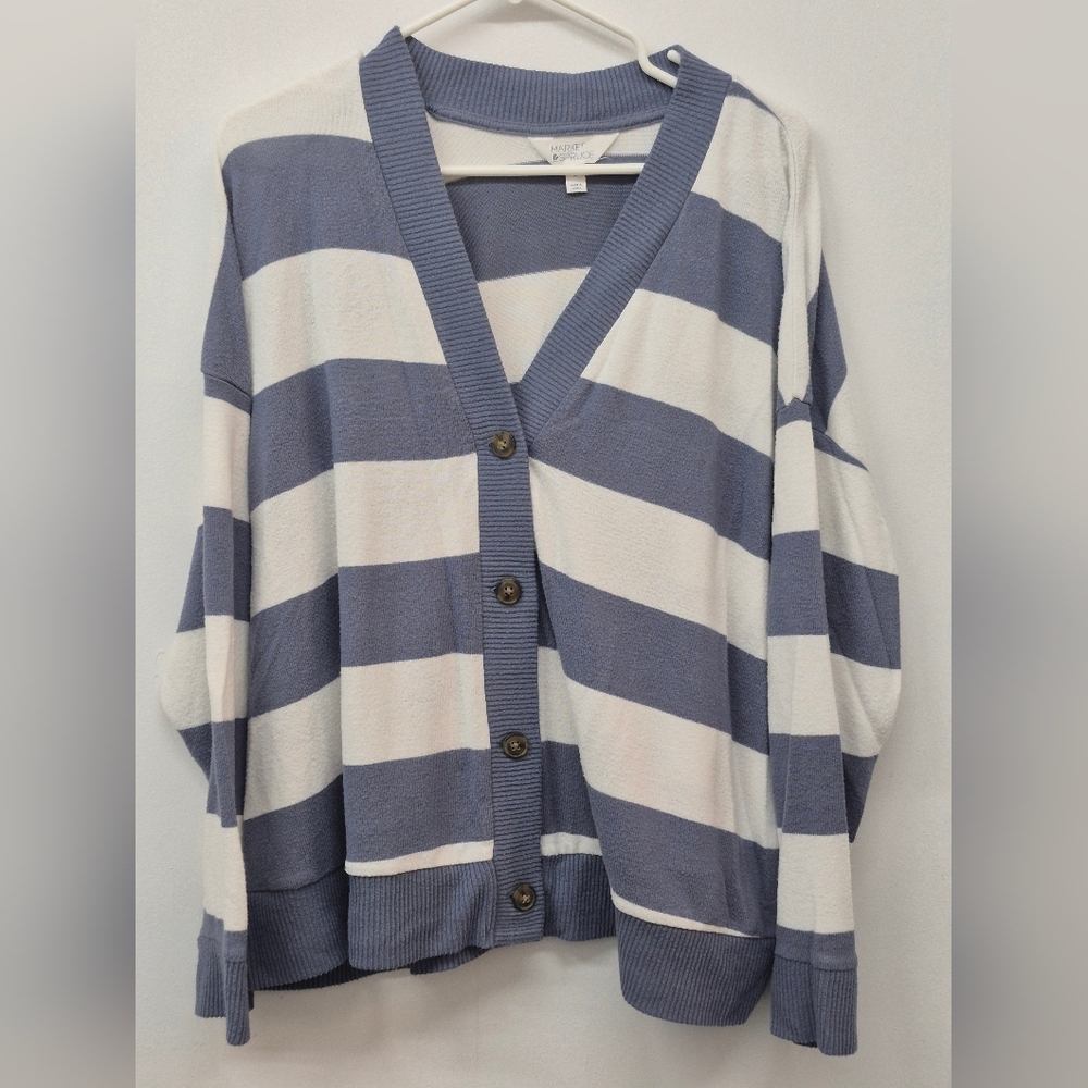 🪻3/$25 Market & Spruce Blue and White Striped Cardigan
